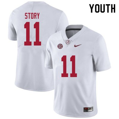 NCAA Youth Alabama Crimson Tide #11 Kristian Story Stitched College 2020 Nike Authentic White Football Jersey UZ17V13GL